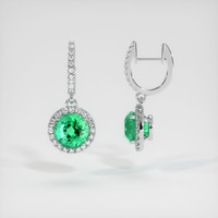 <span>1.31</span>&nbsp;<span class="tooltip-light">Ct.Tw.<span class="tooltiptext">Total Carat Weight</span></span> Emerald Earrings, Platinum 950 2