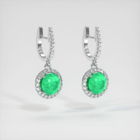 <span>1.31</span>&nbsp;<span class="tooltip-light">Ct.Tw.<span class="tooltiptext">Total Carat Weight</span></span> Emerald Earrings, Platinum 950 3