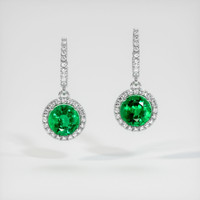 <span>1.51</span>&nbsp;<span class="tooltip-light">Ct.Tw.<span class="tooltiptext">Total Carat Weight</span></span> Emerald Earrings, Platinum 950 1