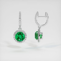 <span>1.51</span>&nbsp;<span class="tooltip-light">Ct.Tw.<span class="tooltiptext">Total Carat Weight</span></span> Emerald Earrings, Platinum 950 2