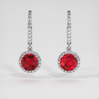 1.82 Ct.Tw. Ruby Earrings, Platinum 950 1