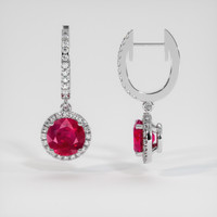 <span>1.00</span>&nbsp;<span class="tooltip-light">Ct.Tw.<span class="tooltiptext">Total Carat Weight</span></span> Ruby Earrings, Platinum 950 2