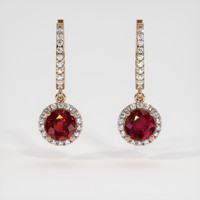 <span>0.71</span>&nbsp;<span class="tooltip-light">Ct.Tw.<span class="tooltiptext">Total Carat Weight</span></span> Ruby Earrings, 14K Rose Gold 1