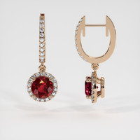 <span>0.71</span>&nbsp;<span class="tooltip-light">Ct.Tw.<span class="tooltiptext">Total Carat Weight</span></span> Ruby Earrings, 14K Rose Gold 2