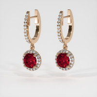 <span>0.71</span>&nbsp;<span class="tooltip-light">Ct.Tw.<span class="tooltiptext">Total Carat Weight</span></span> Ruby Earrings, 14K Rose Gold 3