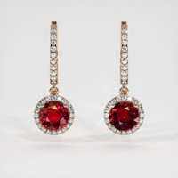 <span>0.69</span>&nbsp;<span class="tooltip-light">Ct.Tw.<span class="tooltiptext">Total Carat Weight</span></span> Ruby Earrings, 14K Rose Gold 1