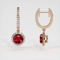 <span>0.69</span>&nbsp;<span class="tooltip-light">Ct.Tw.<span class="tooltiptext">Total Carat Weight</span></span> Ruby Earrings, 14K Rose Gold 2