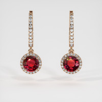 <span>0.62</span>&nbsp;<span class="tooltip-light">Ct.Tw.<span class="tooltiptext">Total Carat Weight</span></span> Ruby Earrings, 14K Rose Gold 1