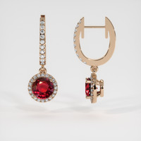 <span>0.62</span>&nbsp;<span class="tooltip-light">Ct.Tw.<span class="tooltiptext">Total Carat Weight</span></span> Ruby Earrings, 14K Rose Gold 2