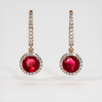 <span>0.74</span>&nbsp;<span class="tooltip-light">Ct.Tw.<span class="tooltiptext">Total Carat Weight</span></span> Ruby Earrings, 14K Rose Gold 1