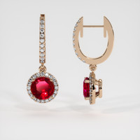 <span>0.74</span>&nbsp;<span class="tooltip-light">Ct.Tw.<span class="tooltiptext">Total Carat Weight</span></span> Ruby Earrings, 14K Rose Gold 2