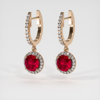 <span>0.74</span>&nbsp;<span class="tooltip-light">Ct.Tw.<span class="tooltiptext">Total Carat Weight</span></span> Ruby Earrings, 14K Rose Gold 3