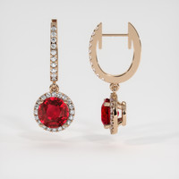 1.82 Ct.Tw. Ruby Earrings, 14K Rose Gold 2