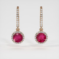 0.95 Ct.Tw. Ruby Earrings, 14K Rose Gold 1