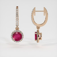 0.95 Ct.Tw. Ruby Earrings, 14K Rose Gold 2