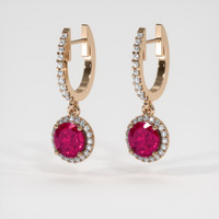 <span>0.50</span>&nbsp;<span class="tooltip-light">Ct.Tw.<span class="tooltiptext">Total Carat Weight</span></span> Ruby Earrings, 14K Rose Gold 3