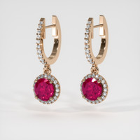 0.95 Ct.Tw. Ruby Earrings, 14K Rose Gold 3