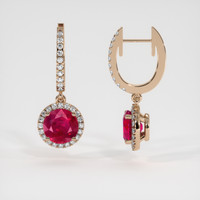 <span>1.00</span>&nbsp;<span class="tooltip-light">Ct.Tw.<span class="tooltiptext">Total Carat Weight</span></span> Ruby Earrings, 14K Rose Gold 2