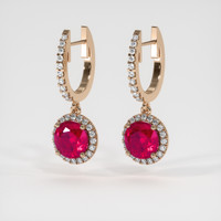 <span>1.00</span>&nbsp;<span class="tooltip-light">Ct.Tw.<span class="tooltiptext">Total Carat Weight</span></span> Ruby Earrings, 14K Rose Gold 3