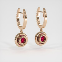 <span>1.00</span>&nbsp;<span class="tooltip-light">Ct.Tw.<span class="tooltiptext">Total Carat Weight</span></span> Ruby Earrings, 14K Rose Gold 4