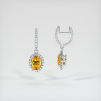 <span>1.12</span> <span class="tooltip-light">Ct.Tw.<span class="tooltiptext">Total Carat Weight</span></span> Orangish Yellow Sapphire Earrings, 14K White Gold 2