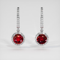 1.32 Ct.Tw. Ruby Earrings, 14K White Gold 1