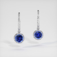 0.75 Ct.Tw. Blue Sapphire Earrings, 14K White Gold 1