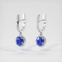 0.75 Ct.Tw. Blue Sapphire Earrings, 14K White Gold 3