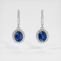 <span>4.38</span> <span class="tooltip-light">Ct.Tw.<span class="tooltiptext">Total Carat Weight</span></span> Blue Sapphire Earrings, 14K White Gold 1