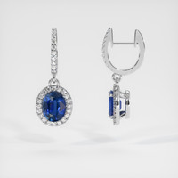 <span>4.38</span> <span class="tooltip-light">Ct.Tw.<span class="tooltiptext">Total Carat Weight</span></span> Blue Sapphire Earrings, 14K White Gold 2