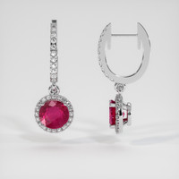 0.95 Ct.Tw. Ruby Earrings, 14K White Gold 2
