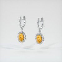 <span>1.12</span>&nbsp;<span class="tooltip-light">Ct.Tw.<span class="tooltiptext">Total Carat Weight</span></span> Orangish Yellow Sapphire Earrings, 18K White Gold 3