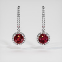 1.42 Ct.Tw. Ruby Earrings, 18K White Gold 1