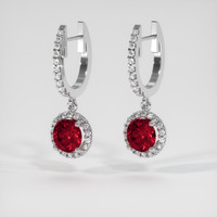 1.42 Ct.Tw. Ruby Earrings, 18K White Gold 3