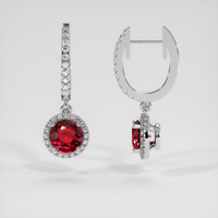 1.16 Ct.Tw. Ruby Earrings, 18K White Gold 2