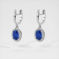 <span>4.38</span> <span class="tooltip-light">Ct.Tw.<span class="tooltiptext">Total Carat Weight</span></span> Blue Sapphire Earrings, 18K White Gold 3