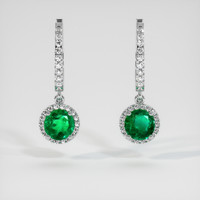 1.07 Ct.Tw. Emerald Earrings, 18K White Gold 1
