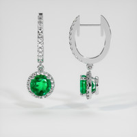 1.07 Ct.Tw. Emerald Earrings, 18K White Gold 2