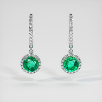 1.25 Ct.Tw. Emerald Earrings, 18K White Gold 1