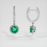 <span>0.64</span>&nbsp;<span class="tooltip-light">Ct.Tw.<span class="tooltiptext">Total Carat Weight</span></span> Emerald Earrings, 18K White Gold 2