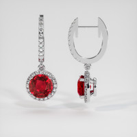 1.82 Ct.Tw. Ruby Earrings, 18K White Gold 2