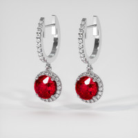 1.82 Ct.Tw. Ruby Earrings, 18K White Gold 3