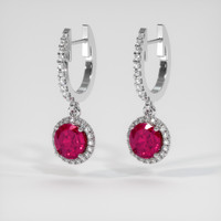 0.95 Ct.Tw. Ruby Earrings, 18K White Gold 3
