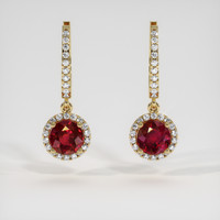 <span>0.71</span>&nbsp;<span class="tooltip-light">Ct.Tw.<span class="tooltiptext">Total Carat Weight</span></span> Ruby Earrings, 14K Yellow Gold 1