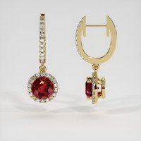 <span>0.71</span>&nbsp;<span class="tooltip-light">Ct.Tw.<span class="tooltiptext">Total Carat Weight</span></span> Ruby Earrings, 14K Yellow Gold 2