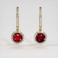 <span>0.69</span>&nbsp;<span class="tooltip-light">Ct.Tw.<span class="tooltiptext">Total Carat Weight</span></span> Ruby Earrings, 14K Yellow Gold 1