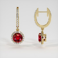 <span>0.69</span>&nbsp;<span class="tooltip-light">Ct.Tw.<span class="tooltiptext">Total Carat Weight</span></span> Ruby Earrings, 14K Yellow Gold 2