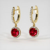 <span>0.69</span>&nbsp;<span class="tooltip-light">Ct.Tw.<span class="tooltiptext">Total Carat Weight</span></span> Ruby Earrings, 14K Yellow Gold 3