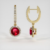 <span>0.74</span>&nbsp;<span class="tooltip-light">Ct.Tw.<span class="tooltiptext">Total Carat Weight</span></span> Ruby Earrings, 14K Yellow Gold 2