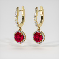 <span>0.74</span>&nbsp;<span class="tooltip-light">Ct.Tw.<span class="tooltiptext">Total Carat Weight</span></span> Ruby Earrings, 14K Yellow Gold 3